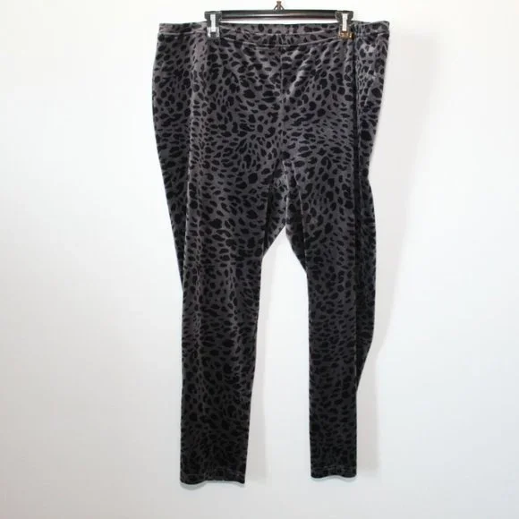 Chico's Velour Animal-Print Legging Pants Gray Black Plus Size 4 20/22 H12256 - Picture 9 of 9